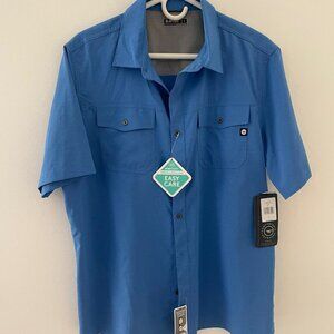 Hi-Tec Men's Blue Short Sleeve Button, Collared shirt size L, NWT, quick dry